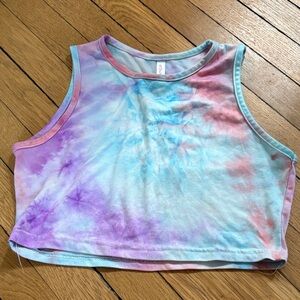 Loose Tie-Dye Cropped Tank Top in Pastel Rainbow